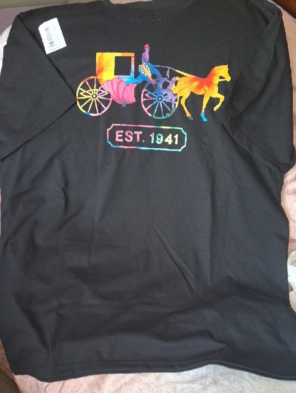 NEW COACH LOGO UNBRANDED Black Graphic Tee with Colorful Carriage Print -XXL - Picture 2 of 2